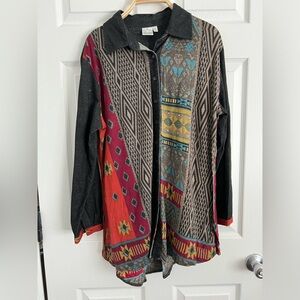 Vintage Parsley & Sage Size XL Medium Shirt Top Lagenlook Patchwork Tunic Boho
